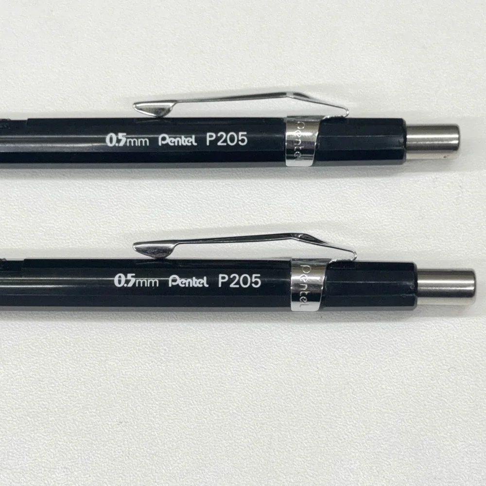 Pentel P205 Sharp Mechanical Drafting Pencils 0.5mm Black Set of 2 with Pouch